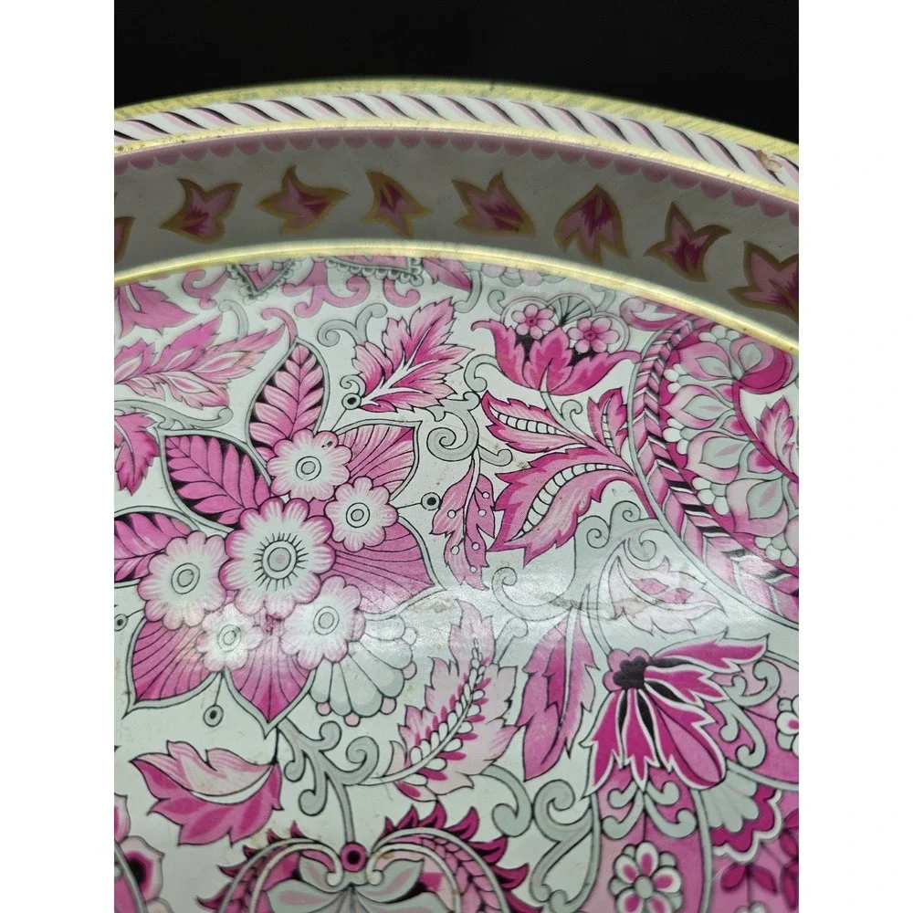 Vienna‎ Woods England Round Tin Serving Tray Floral Design Is Like Vera Bradley